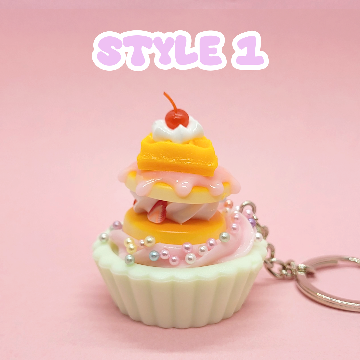 Cute Sweet Dessert Cupcake Keychain